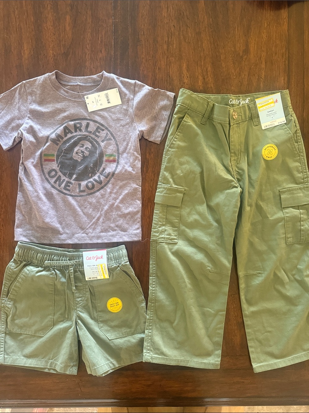 Marley 'One Love' Tee & Olive Cargo Pants Set, Size 4/5
